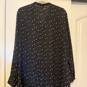 EUC - Women's Worthington Shear Blouse | Black Geo Print | Size XL